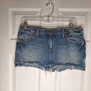 Big Star Blue Frayed Micro Mini Sweet Skirt Y2K Size 28